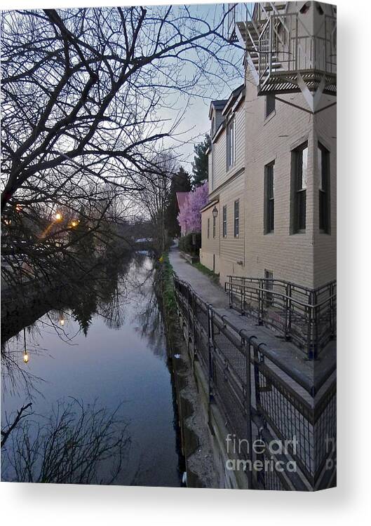 Bridge Street Canvas Print featuring the photograph Evening on the Canal Path by Christopher Plummer