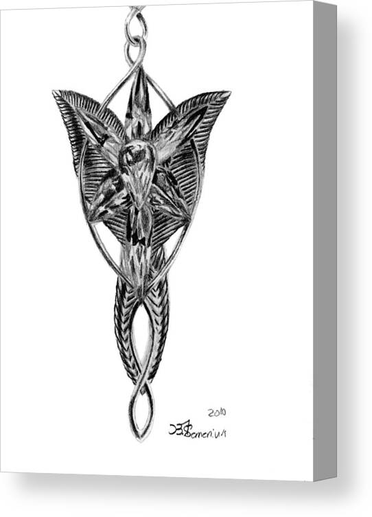 Evenstar Canvas Print featuring the drawing Evenstar Necklace 2010 by Kayleigh Semeniuk