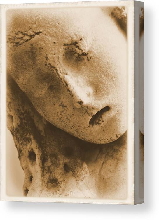 Cemetery Canvas Print featuring the photograph Face of an Angel by Nadalyn Larsen