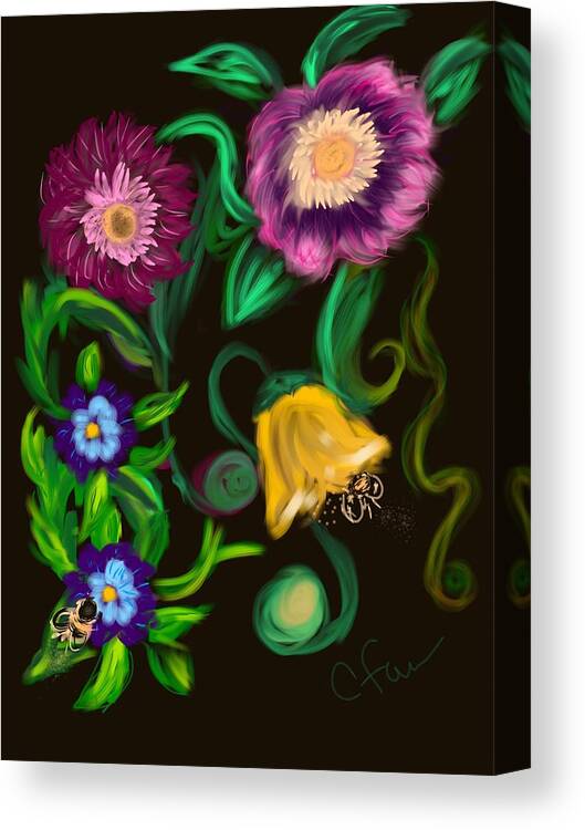 Botanical Canvas Print featuring the digital art Fairy Tale Flowers by Christine Fournier