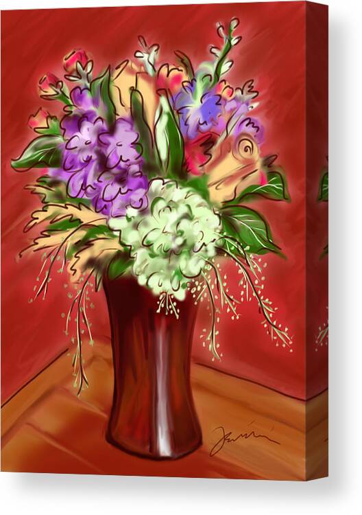 Flowers Canvas Print featuring the painting Fall Flowers by Jean Pacheco Ravinski