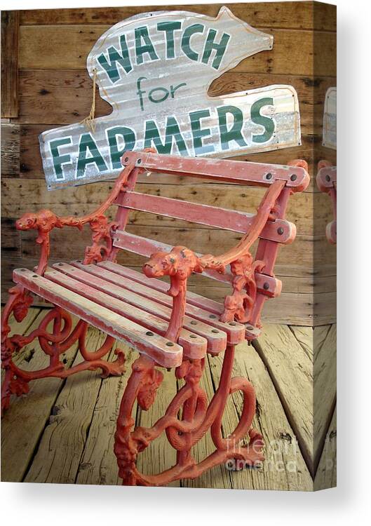 Farm Canvas Print featuring the photograph Farmer Bench by Kerri Mortenson