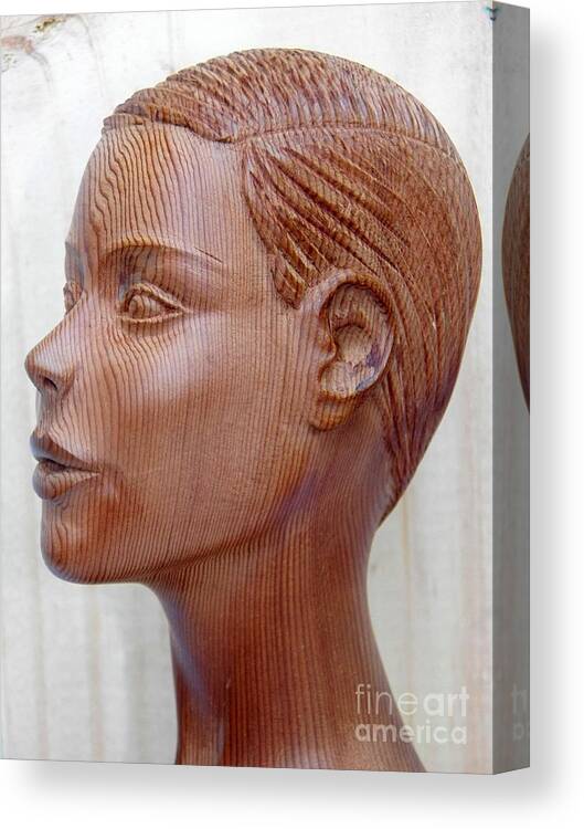 Female Head Bust Canvas Print featuring the sculpture Female Head Bust - Side View by Ronald Osborne