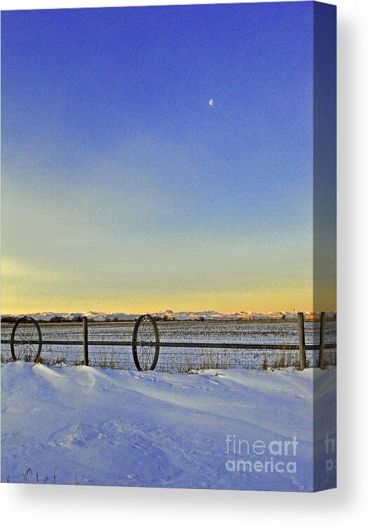 Fence Canvas Print featuring the photograph Fence and Moon by Desiree Paquette