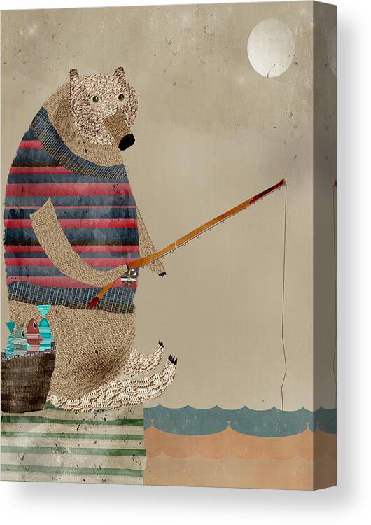 Bears Canvas Print featuring the painting Fishing For Supper by Bri Buckley
