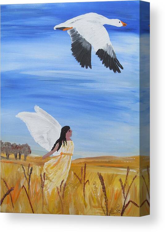Snow Goose Canvas Print featuring the painting Flight by Susan Voidets