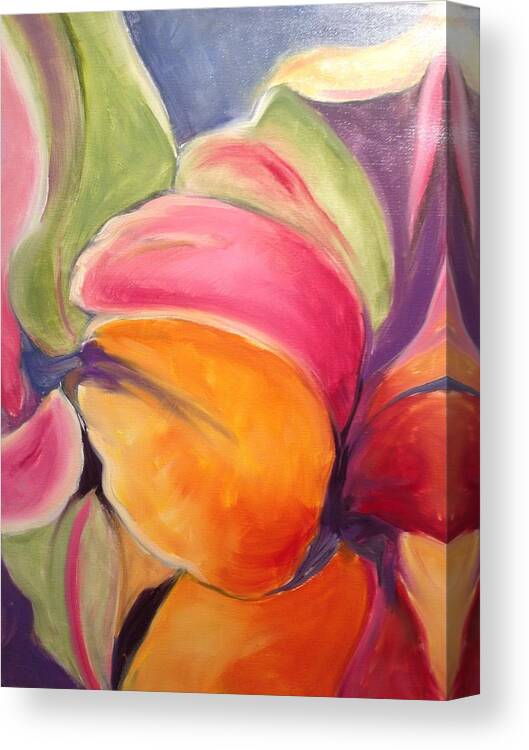 Flower Canvas Print featuring the painting Floating Petals by Karen Carmean