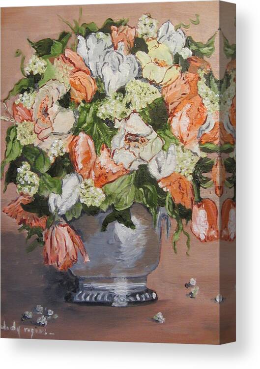 Floral Canvas Print featuring the painting Floral in Silver by Dody Rogers