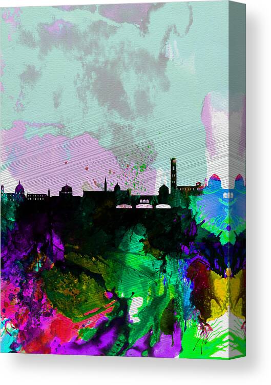 Florence Canvas Print featuring the painting Florence Watercolor Skyline by Naxart Studio