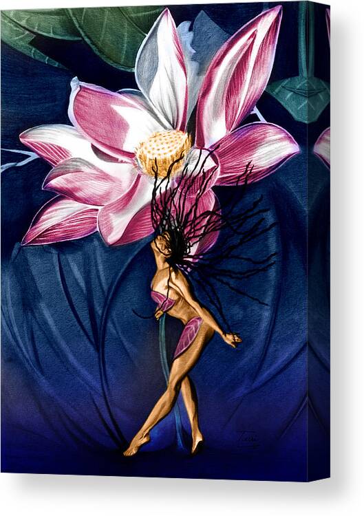 Flowers Canvas Print featuring the drawing Flower Bomb by Terri Meredith