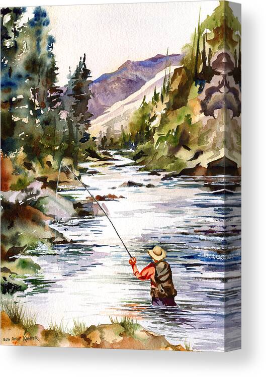 Fly Fishing in the Mountains Canvas Print / Canvas Art by Beth Kantor -  Fine Art America
