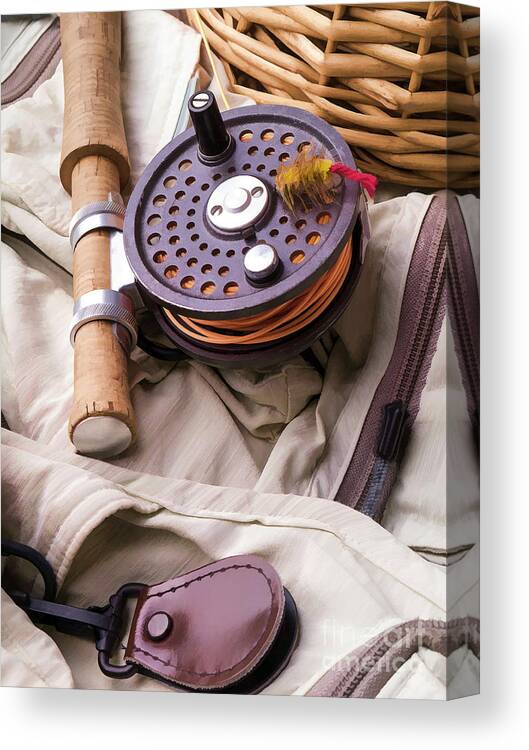 Edward Fielding Canvas Print featuring the photograph Fly Fishing Still Life by Edward Fielding
