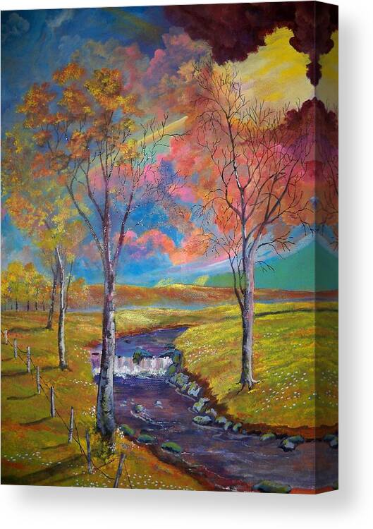 Skys Painting Canvas Print featuring the painting Forgotten Pastures by Dave Farrow