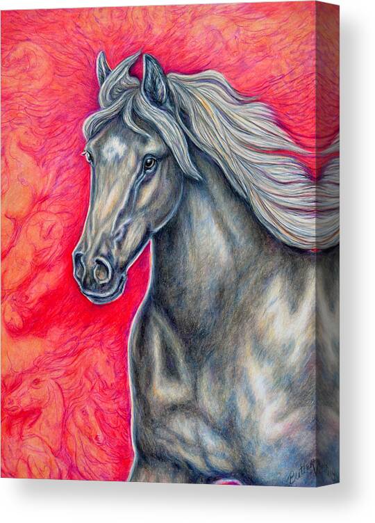Animal Horse Nature Stallion Bronze Red Canvas Print featuring the painting Free Spirit by Gail Butler