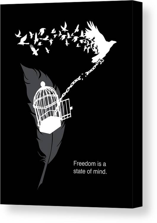 Crow Canvas Print featuring the painting Freedom is a state of mind by Sassan Filsoof