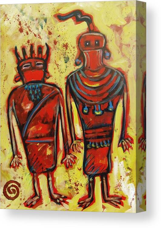 Primitive Canvas Print featuring the painting Fremont People by Carol Suzanne Niebuhr