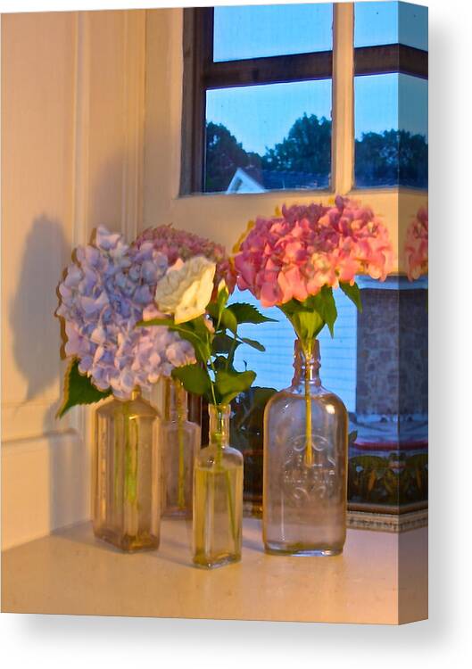 Window Photographs Canvas Print featuring the photograph From my window sill in colors by Delona Seserman