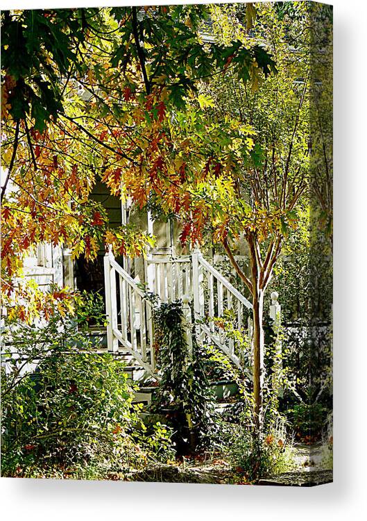 Autumn Canvas Print featuring the photograph Front Porch Color by Pamela Patch