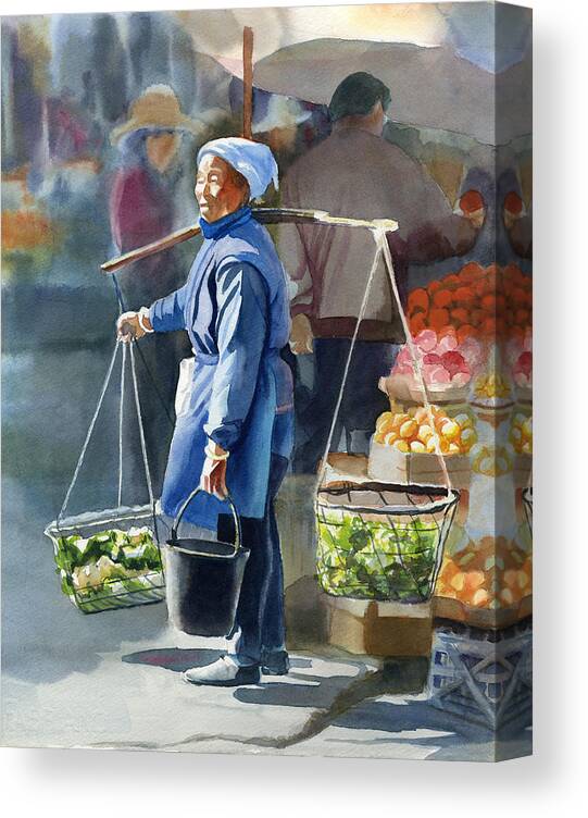 Chinese Canvas Print featuring the painting Gathering Greens by Sharon Freeman