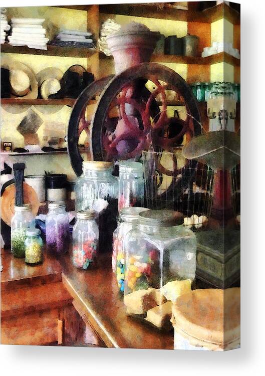 General Store Canvas Print featuring the photograph General Store With Candy Jars by Susan Savad
