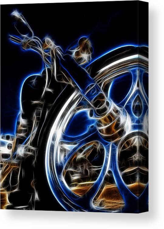 Motorcycle Canvas Print featuring the digital art Ghostly Chopper by Ricky Barnard