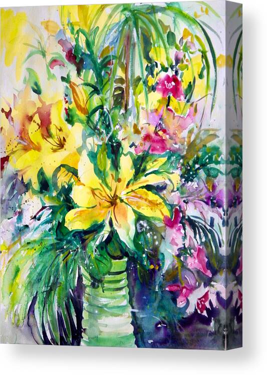 Lilies Canvas Print featuring the painting Gift of Flowers by Ingrid Dohm