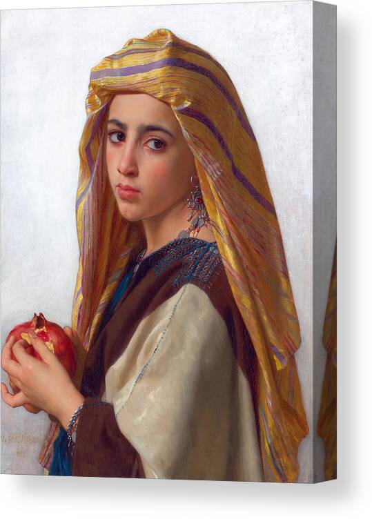  William-adolphe Bouguereau Canvas Print featuring the painting Girl with a pomegranate by William-Adolphe Bouguereau