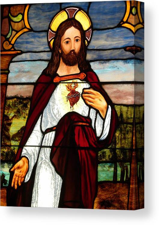 Stained Glass Window Canvas Print featuring the photograph Glass God by Jewels Hamrick