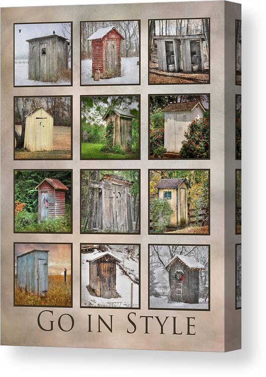 Outhouse Canvas Print featuring the photograph Go In Style - Outhouses by Lori Deiter