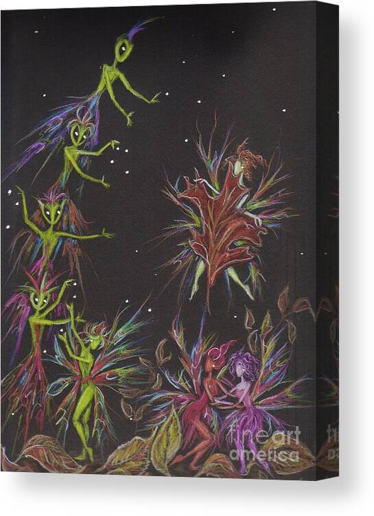 Aliens Canvas Print featuring the drawing Go On Shake Hands by Dawn Fairies