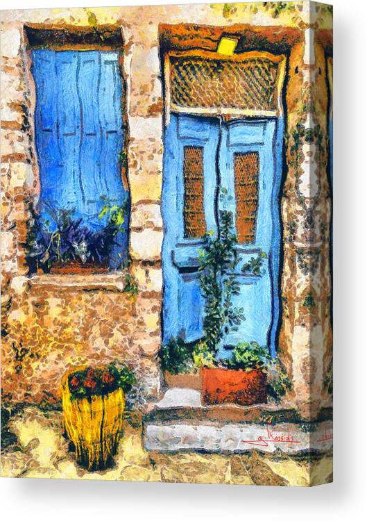 Greek House Canvas Print featuring the painting Greek house 66 by George Rossidis