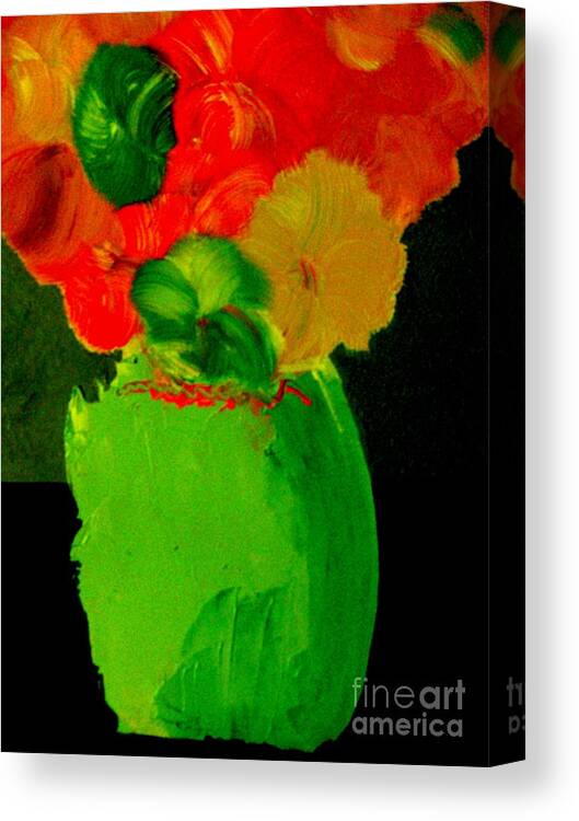 Flowers Canvas Print featuring the painting Green Vase 22 by Bill OConnor