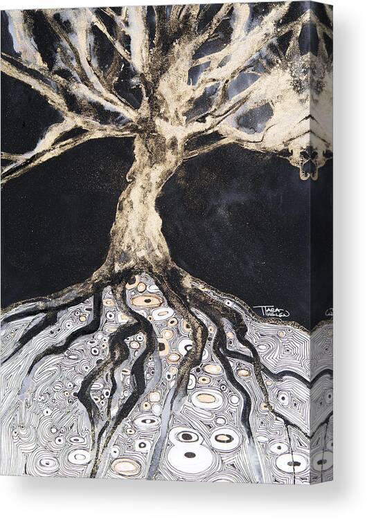 Abstract Canvas Print featuring the painting Growing Roots by Tara Thelen