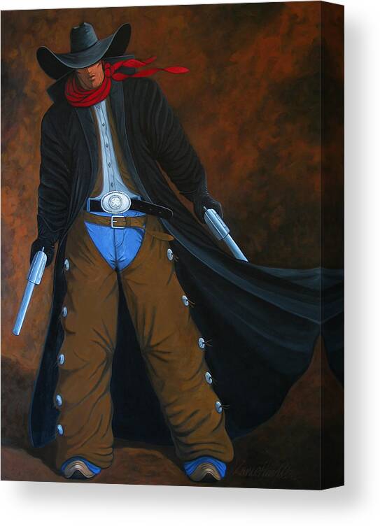 Cowboy Canvas Print featuring the painting Gunner by Lance Headlee