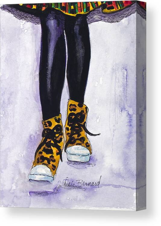 Leopard Shoes Canvas Print featuring the painting Happy Feet No. 2 by Dale Bernard