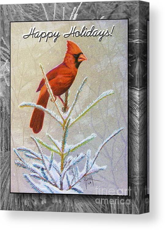 Christmas Card Canvas Print featuring the drawing Happy Holidays by Marilyn Smith