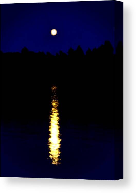 Landscape Canvas Print featuring the painting Harvest Moon by Pet Serrano