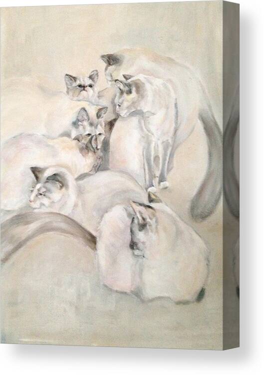 Kitten Canvas Print featuring the painting Heavenly Puffs by Janet Felts