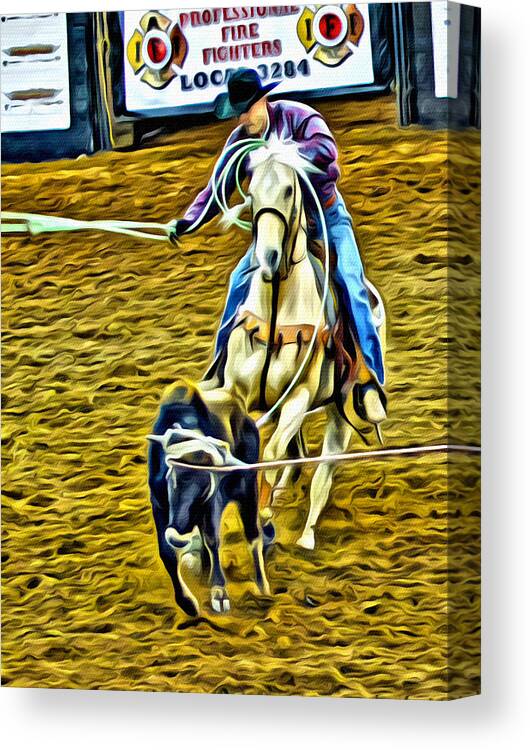 Cowboy Canvas Print featuring the photograph Heeling by Alice Gipson