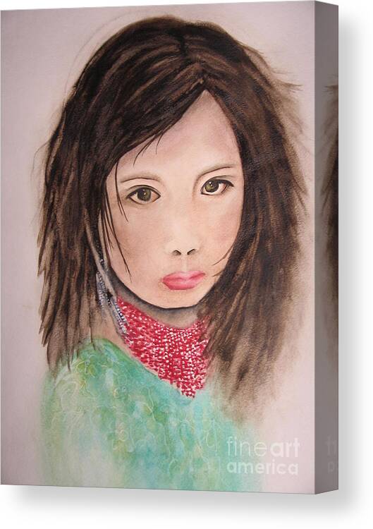 Fine Art Painting Canvas Print featuring the painting Her Expression Says it All by Chrisann Ellis