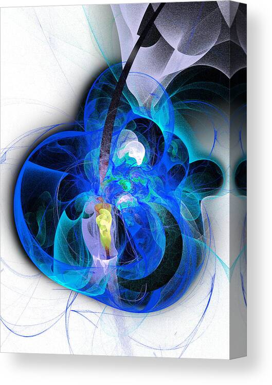 Andee Design Abstract Canvas Print featuring the digital art Her Heart Is A Guitar Blue by Andee Design
