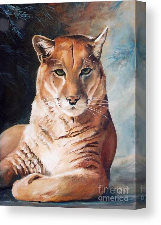 Cougar Canvas Print featuring the painting Her Majesty by Suzanne Schaefer