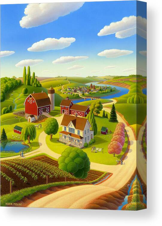 Farm Scene Canvas Print featuring the painting Home to Harmony by Robin Moline