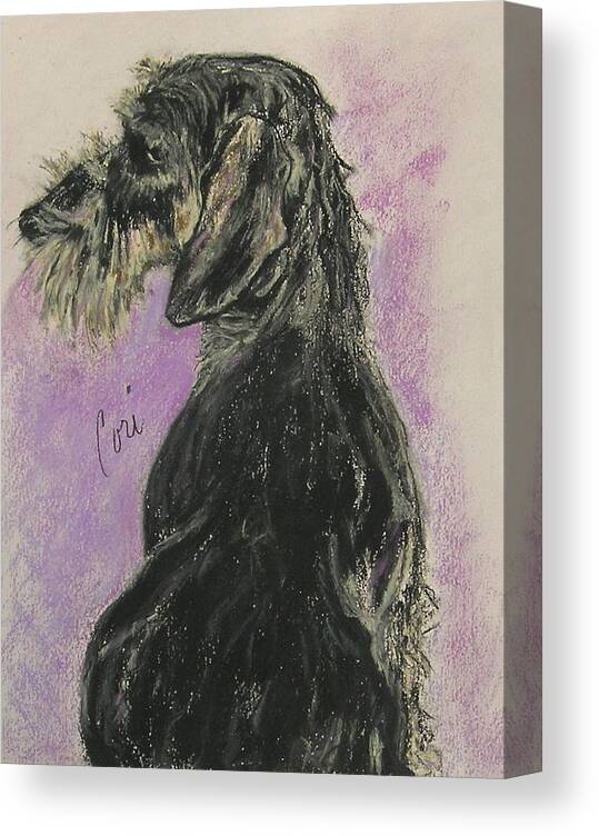 Dachshund Canvas Print featuring the drawing Hot Wired by Cori Solomon