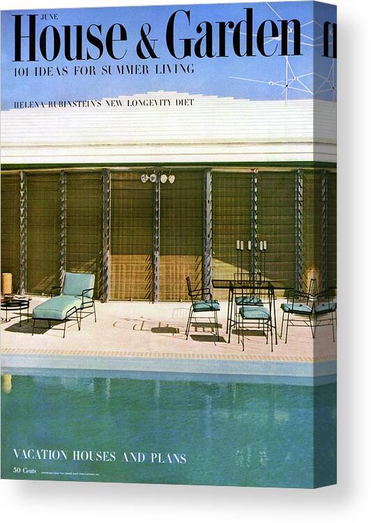 House & Garden Canvas Print featuring the photograph House & Garden Cover Of A Swimming Pool At Miami by Rudi Rada