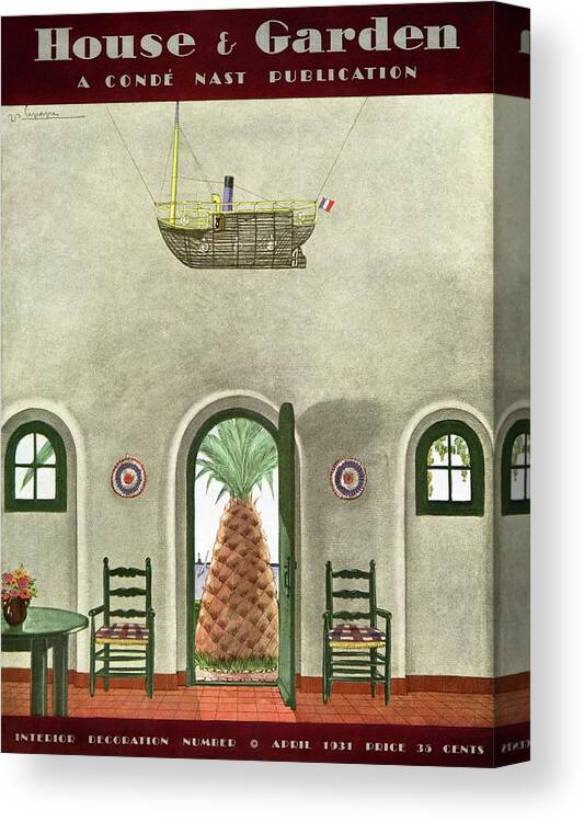 House And Garden Canvas Print featuring the photograph House And Garden Interior Decoration Number Cover by Georges Lepape
