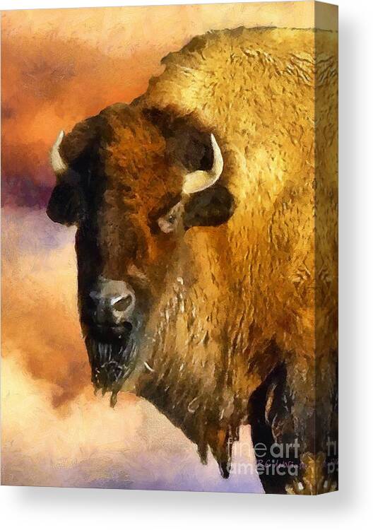 Buffalo Canvas Print featuring the painting Icon of the Plains by RC DeWinter