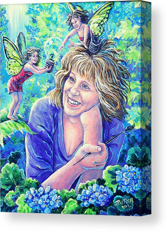 Portrait Self Portrait Canvas Print featuring the painting Idealistic Inspiration by Gail Butler