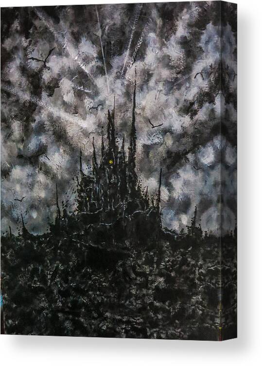 Castle Canvas Print featuring the painting In The Dark of Your Dreams by Joel Tesch