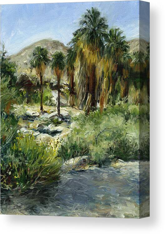 Desert Paintings Canvas Print featuring the painting Indian Canyon Palms by Stacy Vosberg